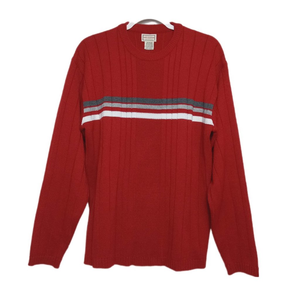 Vintage Y2K Arizona Men's Sweater Red Striped Size Medium - Picture 1 of 9